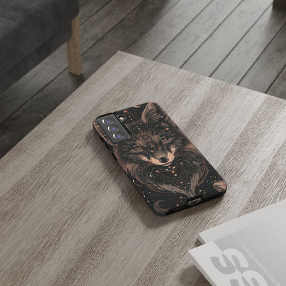 Wolf Phone Case, Tough Cases for Animal Lovers, Unique Gift, Boho Style, Nature Phone Cover, Galaxy Design, Therian
