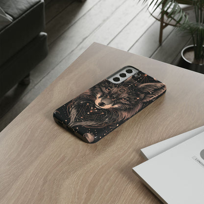 Wolf Phone Case, Tough Cases for Animal Lovers, Unique Gift, Boho Style, Nature Phone Cover, Galaxy Design, Therian