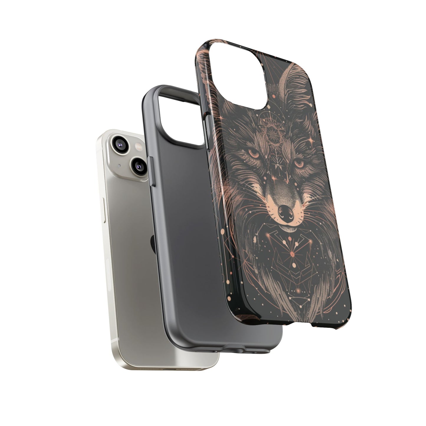 Wolf Phone Case, Tough Cases for Animal Lovers, Unique Gift, Boho Style, Nature Phone Cover, Galaxy Design, Therian