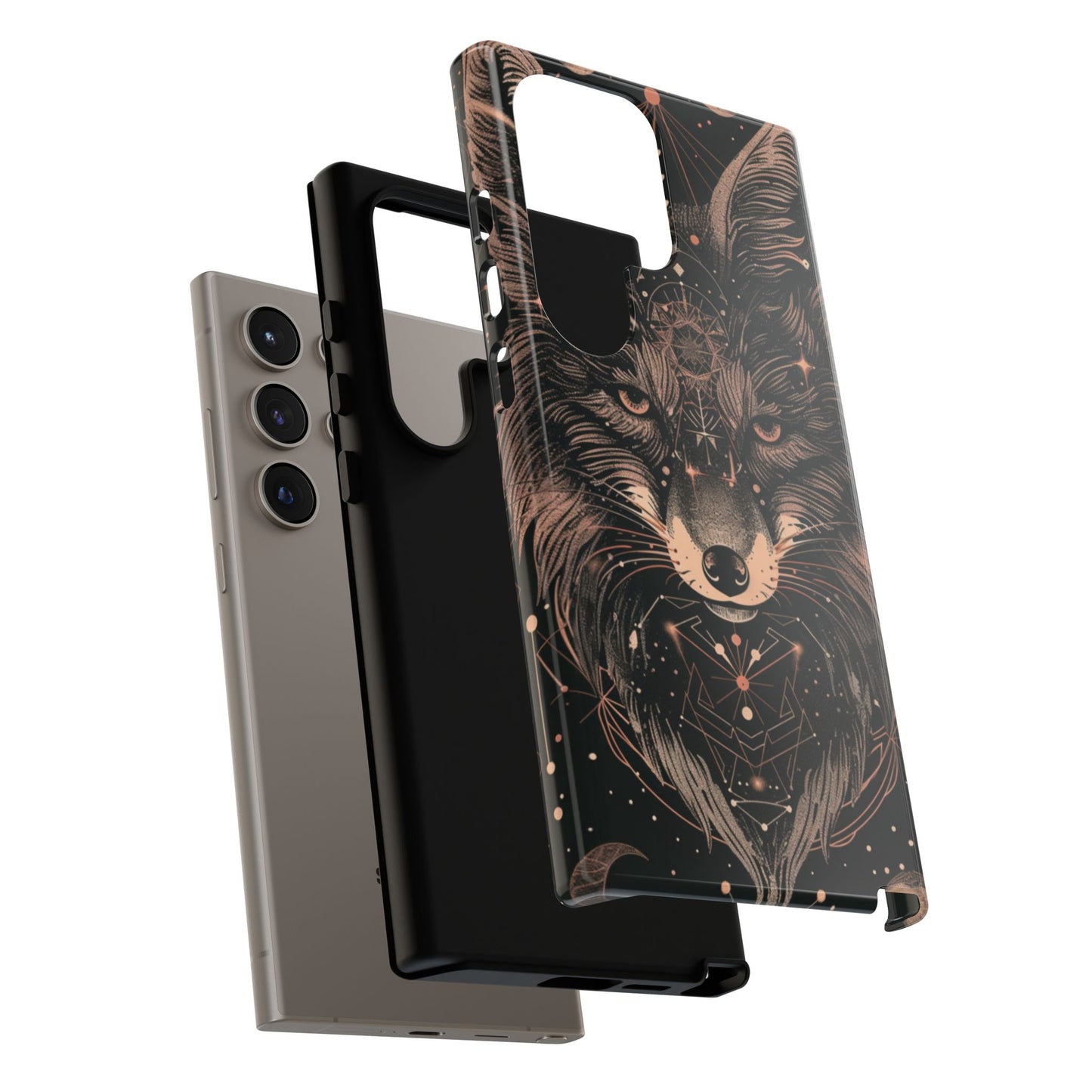 Wolf Phone Case, Tough Cases for Animal Lovers, Unique Gift, Boho Style, Nature Phone Cover, Galaxy Design, Therian