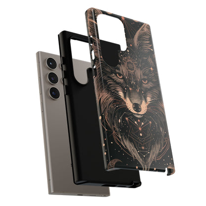 Wolf Phone Case, Tough Cases for Animal Lovers, Unique Gift, Boho Style, Nature Phone Cover, Galaxy Design, Therian