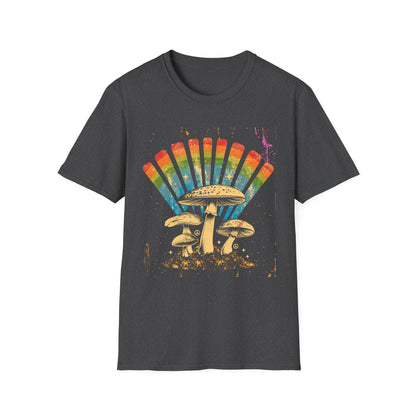 Vintage T-Shirt, Rainbow Mushroom Unisex Soft Style T-Shirt, Boho Tee, Psychedelic Shirt, Festival Wear, Nature Lover Gift