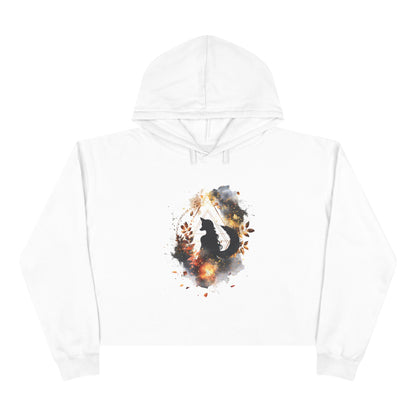 Therian Girl Sacred Geometry Crop Hoodie, Therianthropy Top, Mystical Spirit Clothing, Witchy Apparel, Esoteric Symbol Hooded