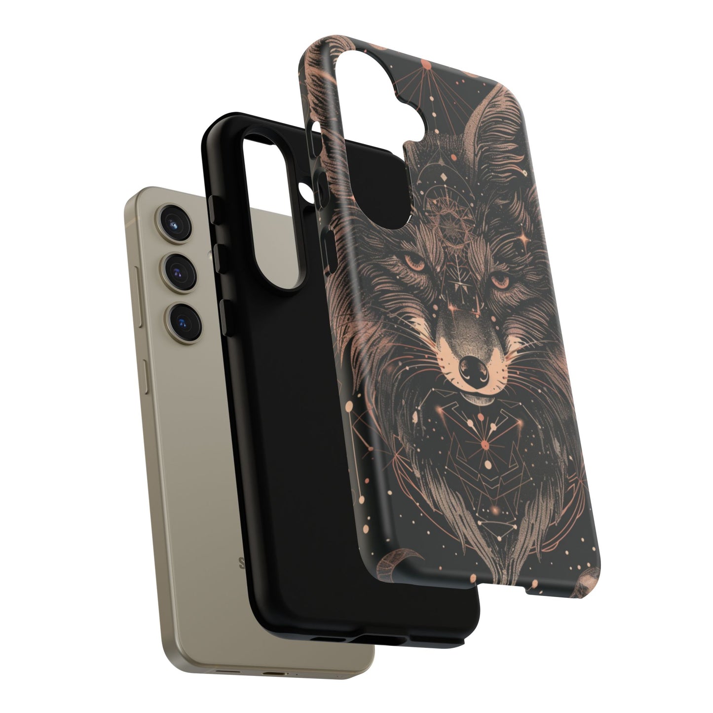 Wolf Phone Case, Tough Cases for Animal Lovers, Unique Gift, Boho Style, Nature Phone Cover, Galaxy Design, Therian