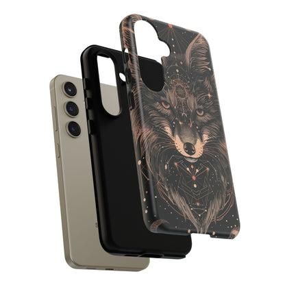 Wolf Phone Case, Tough Cases for Animal Lovers, Unique Gift, Boho Style, Nature Phone Cover, Galaxy Design, Therian