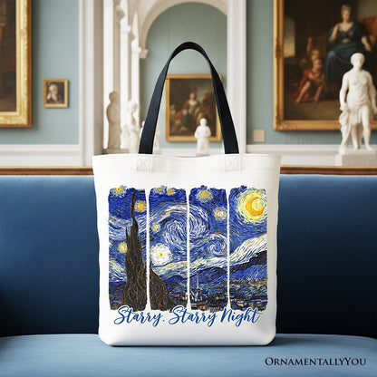 Vincent Van Gogh The Starry Night Canvas Tote Bag, Famous Painting Gift Shopper